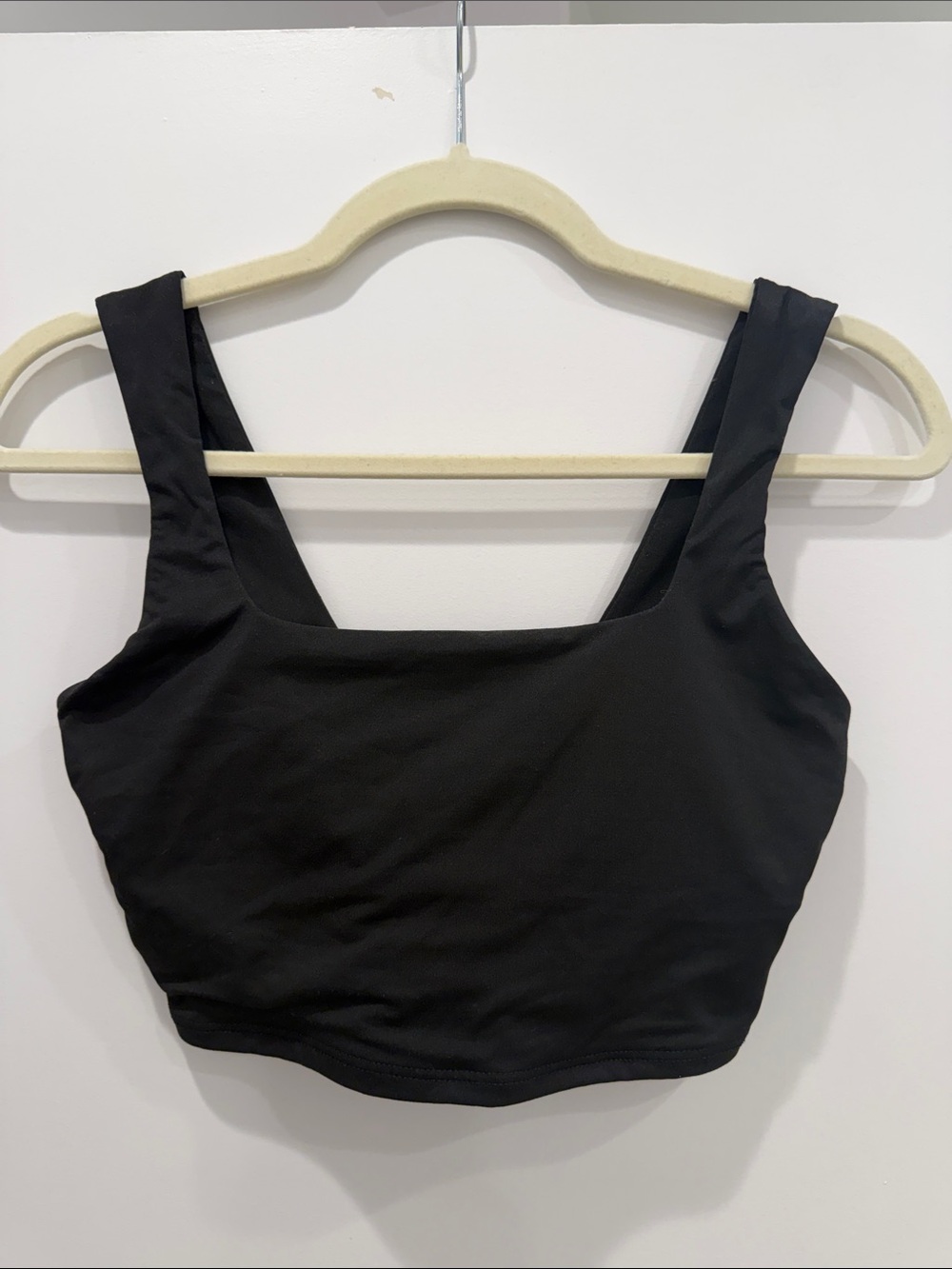 BONDI BORN Black Cropped Square-Neck Tank